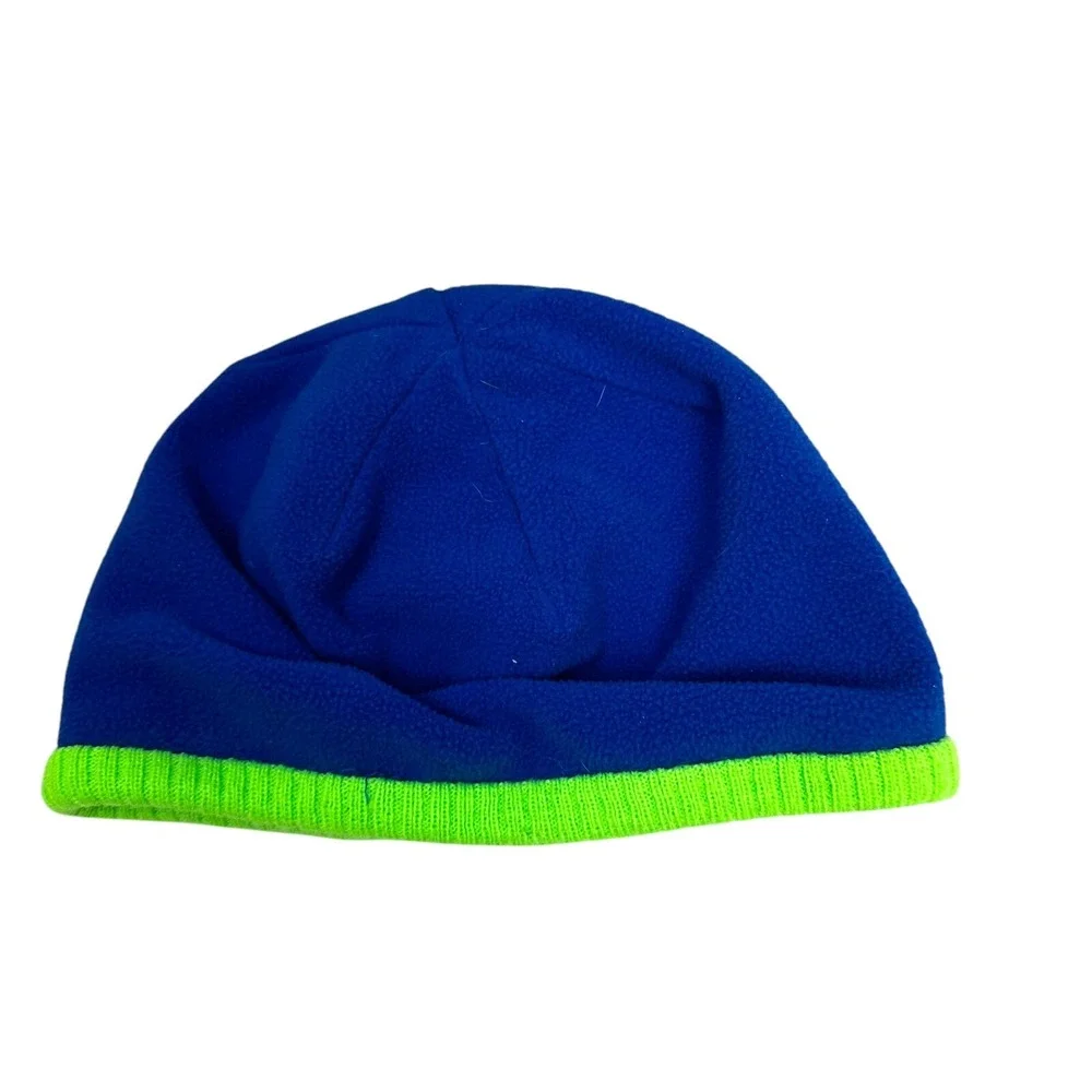 Nike Beanie Hat Cap Youth Boys Blue Neon Green One Size Check Swoosh‎